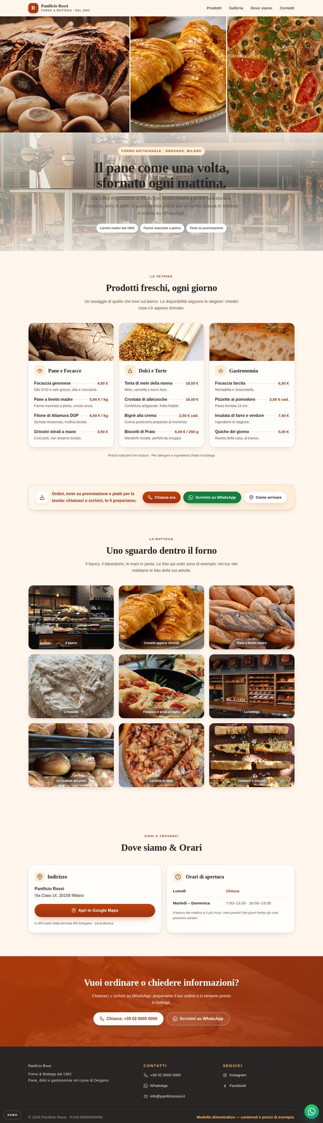 Modello Vetrina — anteprima desktop